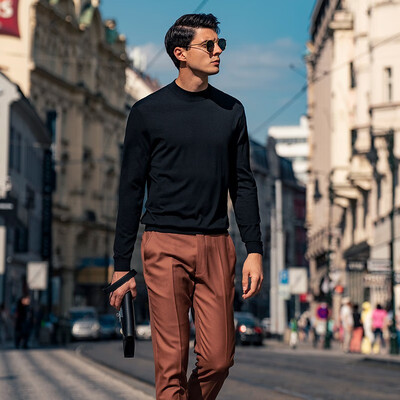 布先生男装怎么样（布先生毛衣小高领钢琴黑L175男士羊毛衫质量如何）