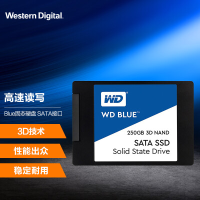 西部数据（WD) 250GB SSD固态硬盘 SATA3.0 Blue系列 3D技术 高速读写 五年质保