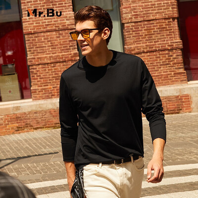 Mr.Bu男士长袖T恤皓月白XL男士打底衫质量如何(男士打底衫怎么搭配)-图片1