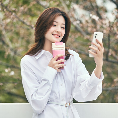 苏泊尔（SUPOR）吸管玻璃泡饮杯   KC45HU10 奶油粉/摩卡棕