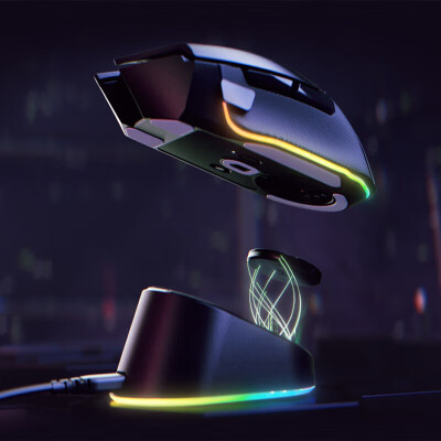 雷蛇（Razer）双模无线电竞电脑游戏充电RGB鼠标 巴塞V3版(黑色)+鼠标底座