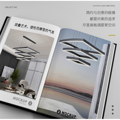 格灯堡 客厅吊灯现代简约极简餐厅灯全屋灯具套餐网红正方形设计LED智能主灯饰北欧轻奢创意个性中山灯具