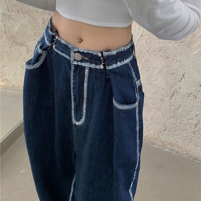 直筒牛仔裤女新...