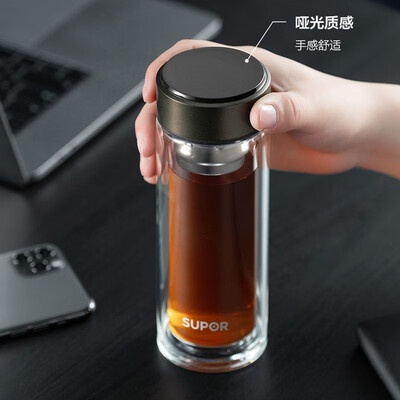 苏泊尔（SUPOR）耐热玻璃杯简系列 KC33GU10（双层，含茶滤）330ML