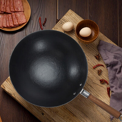 王源吉铁锅和章丘铁锅（王源吉 30cm无涂层炒锅 手工锻打手工铁锅质量烂不烂）-图片2