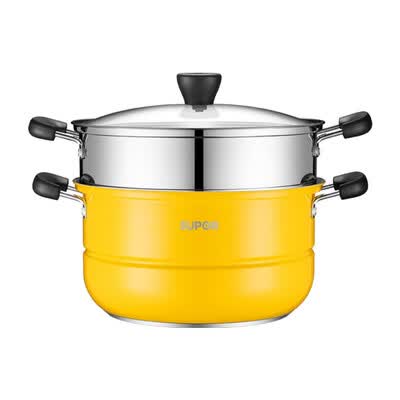 苏泊尔SUPOR 真味鲜不锈钢双层复底蒸锅（活力黄）EZ28BS08