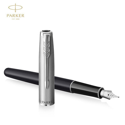 派克（PARKER）卓尔金属缎面黑白夹墨水笔