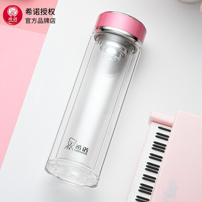 希诺 双层玻璃杯细长加厚隔热办公室便携防烫创意清新泡茶杯 XN-7079