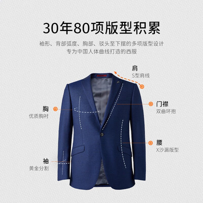 威可多 蓝色纯羊毛西装外套男175/96B西服值得手入吗(威可多西服算什么档次)