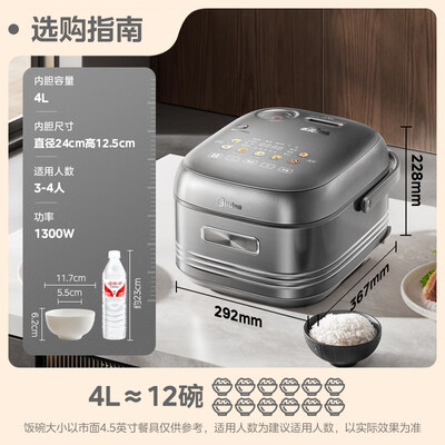 美的Midea 4L电饭煲 MB-HS412 钛内胆IH智能多功能怎么样（美的电饭煲煮饭怎么操作）-图片1