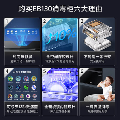 海尔消毒柜 Haier EB130 嵌入式130L三门大容量测评看真相（海尔消毒柜怎么解锁）-图片6
