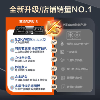 苏泊尔 PB15 燃气灶 5.2KW蓝焰猛火 双灶具靠谱吗,揭秘内幕（苏泊尔燃气灶质量怎么样）-图片3