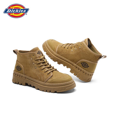 男士马丁靴棕色和黑色哪个好看（Dickies42码棕色工装靴男男士马丁靴质量如何）