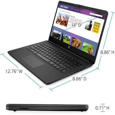 惠普（HP） 14in Ultra超轻笔记本电脑 英特尔赛扬N4020处理器商务办公学生 8+128 黑色 8GB RAM
