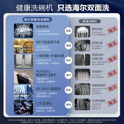 海尔 EYBW152266BKU1 嵌入式双面洗碗机 15套变频精洗质量烂不烂（海尔洗碗机怎么使用视频教程）-图片6