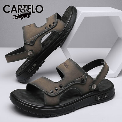 CARTELO 皮凉鞋 男夏季2024棕色42码测评看真相（卡帝乐鳄鱼凉鞋质量怎么样）