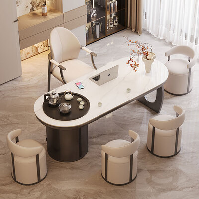 顾家岩板餐桌怎么样（顾尚160x80cm岩板茶桌套装茶几测评看真相）