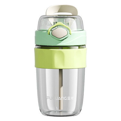 富光 享趣吸管玻璃杯 随身杯带吸管咖啡杯 440ml  G2140-DH-440