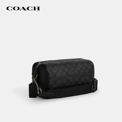 蔻驰（COACH）【品牌直供】男士AXEL小号单肩斜挎包炭黑色CV762QBMI5
