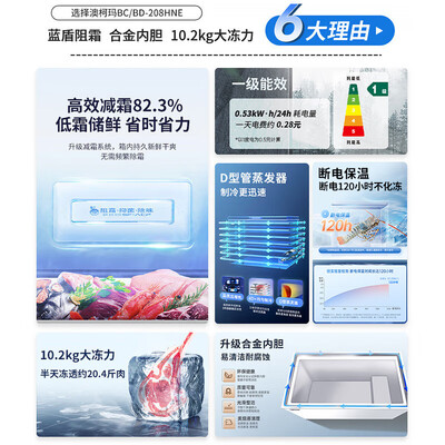 澳柯玛冰柜BC/BD-208HNE208升家用冷柜值得手入吗(澳柯玛冰柜1-8档怎么调节)-图片1