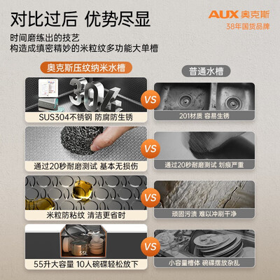 不锈钢水槽跟石槽哪个好(奥克斯304不锈钢米粒纹水槽厨房水槽质量如何)-图片7