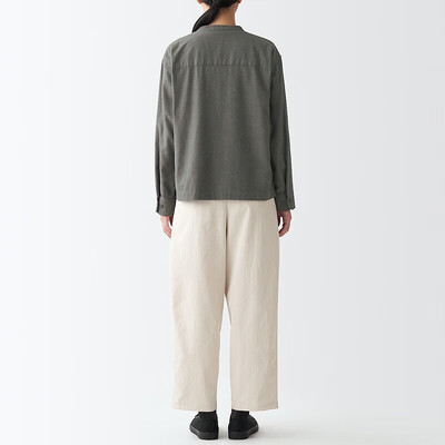 MUJI法兰绒立领衬衫M棕色评测说真相（无印良品衬衫怎么搭配）