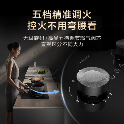 科勒（KOHLER）燃气灶K3 双灶家用 4.8kW猛火灶一级能效 台嵌两用 家电国家补贴智能双边定时35619T