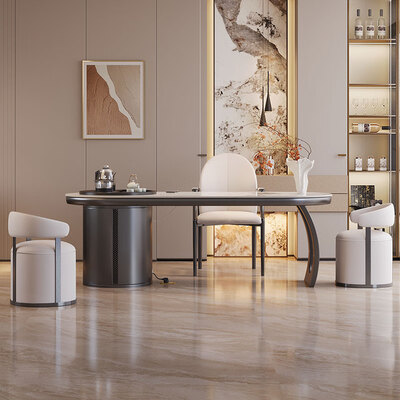 顾家岩板餐桌怎么样（顾尚160x80cm岩板茶桌套装茶几测评看真相）