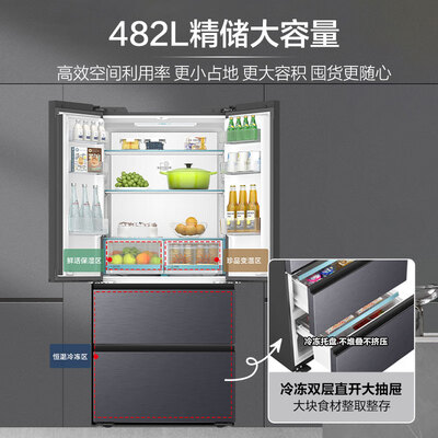 海尔BCD-482WGHFDB9SYU1法式四门冰箱值得手入吗（海尔冰箱哪款性价比高推荐）-图片1