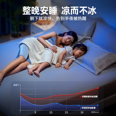 半弦月冰丝凉席可机洗床笠款凉席子单人床垫宿舍1.8x2米冰丝床单三件套评测说真相（半弦月冰丝凉席怎么样）