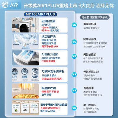 美的 MD100AIR1PLUS 10公斤滚筒洗衣机全自动洗烘一体机到底如何,值得入手吗（美的洗衣机怎么用）