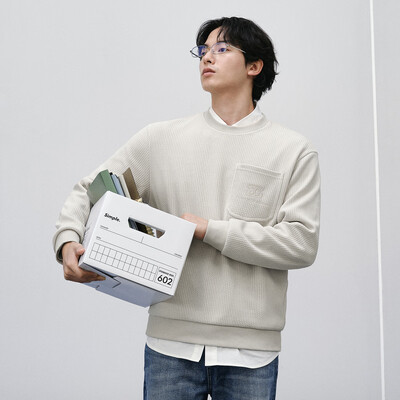 男款圆领卫衣怎么穿搭好看(GXG简约圆领卫衣浅卡其170M男士卫衣好不好)-图片2