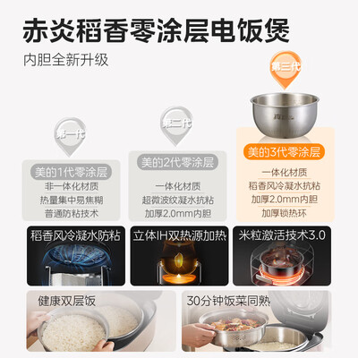 美的Midea 4L电饭煲 MB-HS453S IH加热不锈钢内胆质量如何（美的电饭煲煮饭怎么操作）-图片1