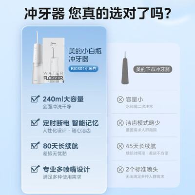 美的便携冲牙器80天续航小米白礼物测评看真相（美的冲牙器怎么样）