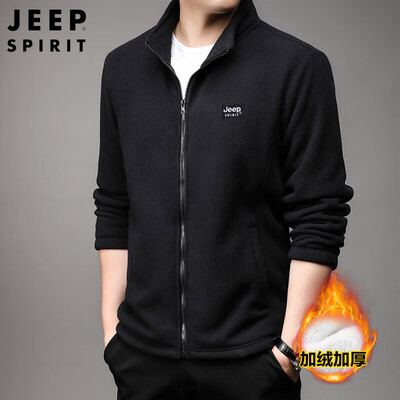 jeep抓绒衣怎么样(JEEP SPIRIT男士抓绒卫衣黑色L运动男装好不好)-图片2