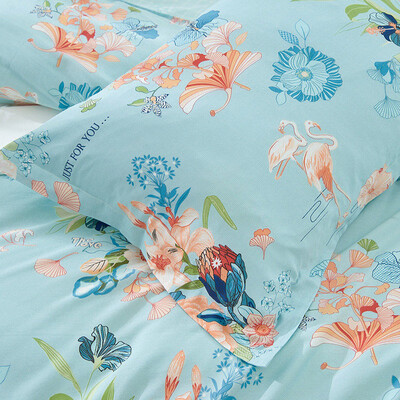 富安娜 纯棉四件套-花意轻尘 被套203*229cm