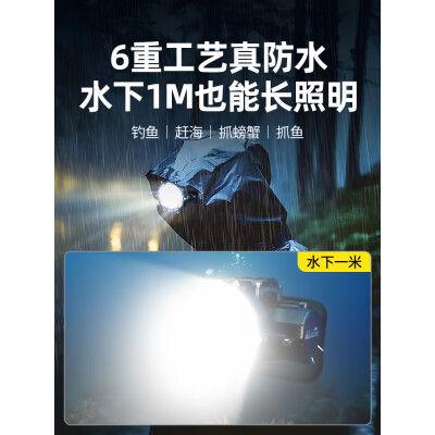 WarsunWE01头灯可定焦感应赶海头戴式强光充电远射防水工作矿灯钓鱼