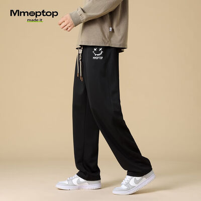 黑色宽松运动裤配什么上衣好看男（MMOPTOP印花宽松长裤黑色XL男士运动裤体验效果好吗）