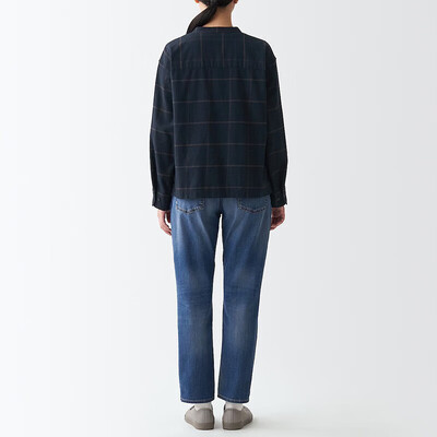 MUJI法兰绒立领衬衫海军蓝格子M靠谱吗,揭秘内幕（无印良品衬衫质量怎么样）