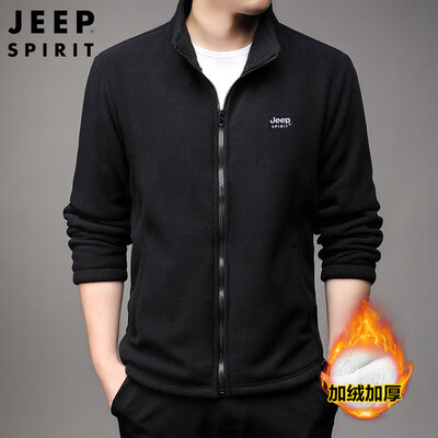 jeep抓绒衣怎么样(JEEP SPIRIT男士抓绒卫衣黑色L运动男装好不好)-图片5