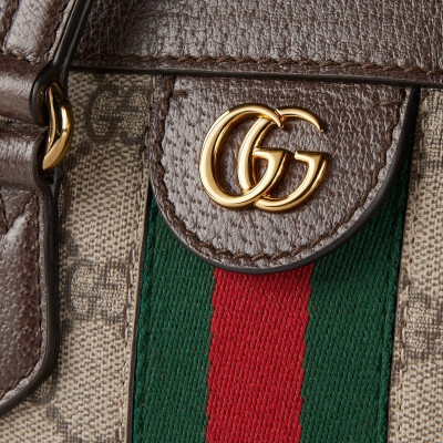GUCCI古驰Ophidia系列小号GG托特包女士手提包单肩包 米色和乌木色 均码