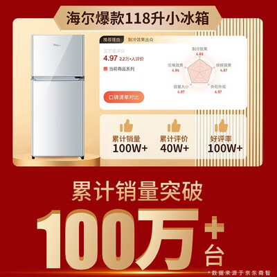 Haier DEO 118升双开门电冰箱值得手入吗(海尔冰箱哪款性价比高推荐)-图片6
