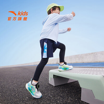 安踏儿童运动鞋男女小童鞋2025夏季新品网面透气旋钮扣缓震逐月跑鞋