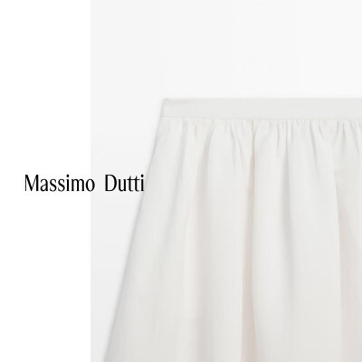 Massimo Dutti春夏新品2025女装浅春系优雅简约淑女风半身裙05242591 米白色 M