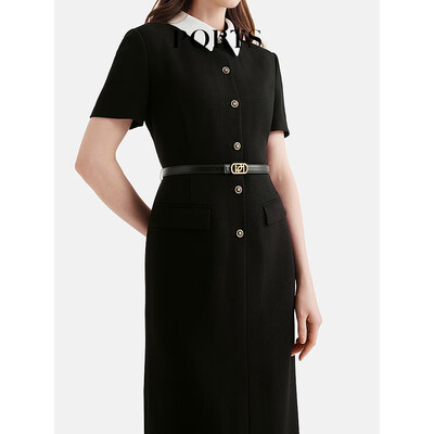 PORTS宝姿女装5春夏新款收腰连衣裙ALQD5TWB37 黑色