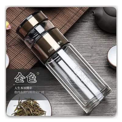 富光 玻璃杯双层创意二分茶善水泡茶师大提环 G1802-SH-260/G1802T-SH-260