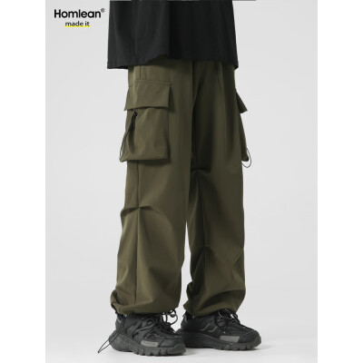 Homlean美式机能伞兵工装裤男春季宽松小众阔腿休闲登山长裤S66033XL
