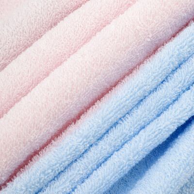 内野 UCHINO 素色高低毛绣花方面巾组合 JD21792-N 粉色+蓝色