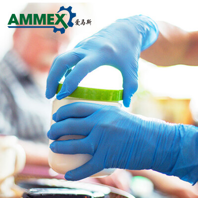 爱马斯（AMMEX）   爱马斯 AMMEX BNL爱马斯一次性实验室检查丁睛丁晴劳保胶皮手套加长加厚12寸一次性丁腈蓝色手套 蓝色