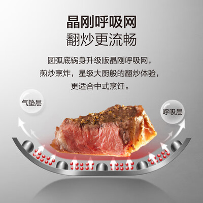 爱仕达（ASD）晶刚甲·复合钢煎炒锅（抗菌） 28cm JC28E1Q  